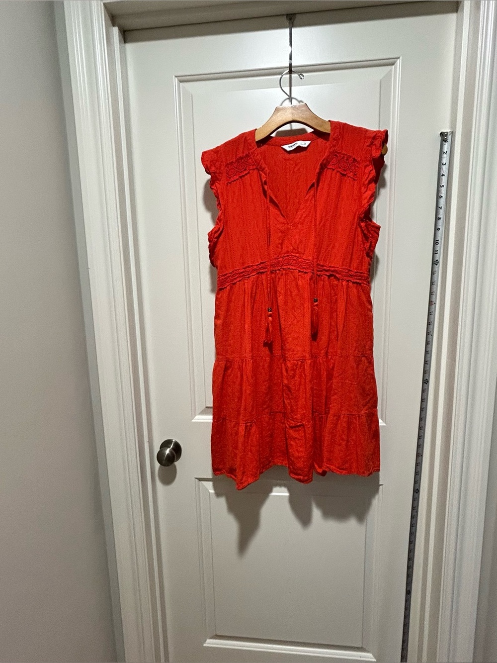 Sonoma women’s size M Bright Coral red Lightweight Tiered Summer Dress. Like new